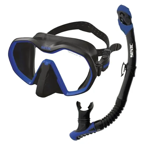 SEAC Set Bis Icona Dry, Hochwertiges rahmenloses Maske- und Schnorchelset für das Gerätetauchen