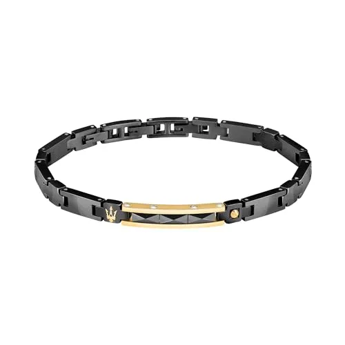Maserati Herrenarmband aus Stahl und Keramik JM224ATZ37 - Elegantes Armband aus hochwertigem Stahl und Keramik, verstellbar von 18,5 bis 21,5 cm, ideal für stilbewusste Herren.