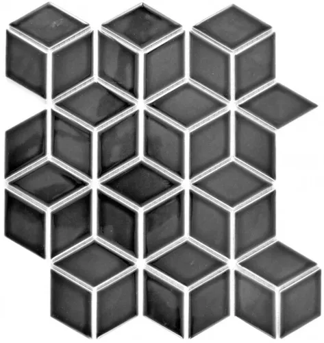 Mosaik Fliese Keramik schwarz 3D Würfel schwarz glänzend Fliesenspiegel M ...