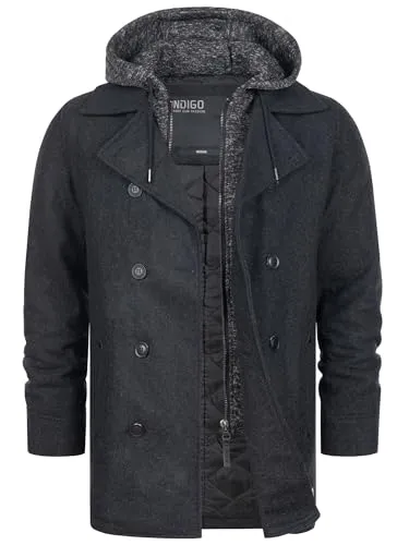 Indicode Herren Cliff Kurzmantel mit Stehkragen | Wollmantel Charcoal Mix, XL - Eleganter Herrenmantel mit Stehkragen und praktischen Taschen. Dank der robusten Materialqualität bietet er hohen Tragekomfort und moderne Styles für jeden Anlass.