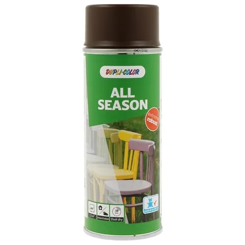 DUPLI-COLOR ALL SEASON RAL 8017 schokoladenbraun matt 400 ml, hochwertiges Kunstharz-Farbspray, Schnelltrocknend, Wetterbeständig, Innen- und Außenanwendung