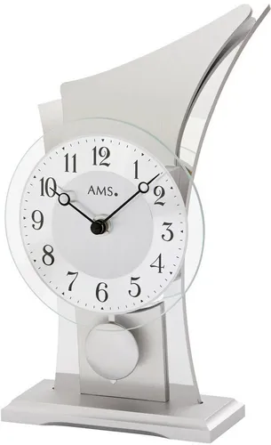 AMS Pendeltischuhr T1138 - Elegante Tischuhr für Wohnzimmer und Esszimmer, Made in Germany, mit hochwertigem Aluminium-Gehäuse und präzisem Quarz-Antrieb