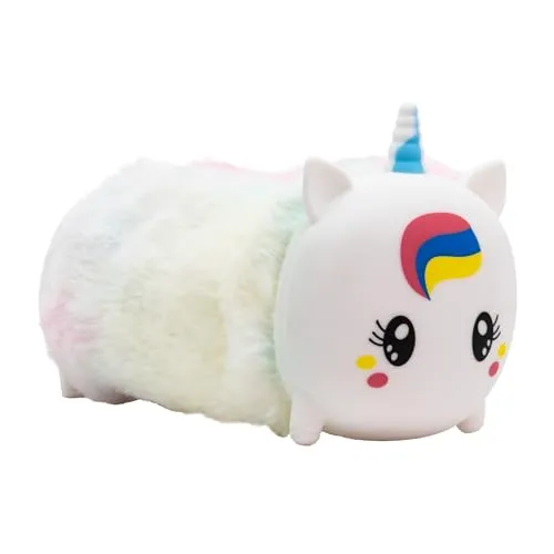 Idena - Schlamperetui Fluffy Einhorn mit Reißverschluss, ca. 22 x 8 x 8 cm großes Federmäppchen in Weiß