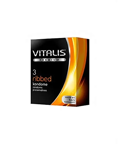 Vitalis Premium Ribbed Kondome für das extra harte Sexerlebnis, 1 x 3 Stück