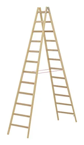 Hymer Holz Sprossenstehleiter 2x12 Sprossen mit Eimerhaken von HYMER