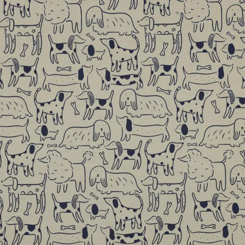 Dogs JERSEY Baumwolljersey Stoff Kinderstoff Meterware Kinder Hunde nähen JB030