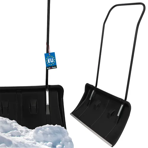 KOTARBAU® Schneeschieber mit Rädern Schneeschaufel 80 cm Schneewanne mit Alu-Profilkante Schneeschippe mit Metallgriff Practical ECO Schwarz Schneeräumer
