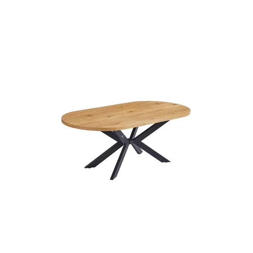 HOME DELUXE AVENTI Esstisch Oval Ausziehbar - 160-200 cm Light Oak - Esstisch aus MDF mit stabilem Sternfuß, ausziehbar für gesellige Anlässe, pflegeleicht und bodenschonend – ideal für Esszimmer und Küche!