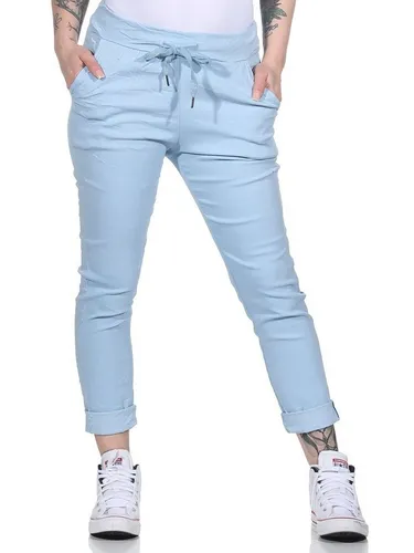 CLEO STYLE Stoffhose Damen Jogginghose 88 Hellblau - Stoffhose für Damen in Hellblau, ideal für Freizeit und Entspannung, aus hochwertigem, elastischem Material für optimalen Tragekomfort.