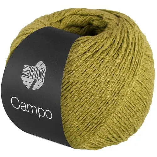 LANA GROSSA Campo | Feines, mehrfach verzwirntes Baumwoll-Mischgarn mit Struktur | Handstrickgarn aus 65% Baumwolle & 25% Viskose & 10% Leinen | 50g Wolle zum Stricken & Häkeln | 165m Garn FB 30