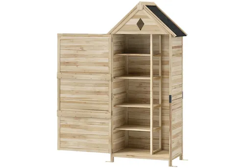 furnicato Garten-Geräteschrank Wetterfester Gartenschrank 80L x 49B x 170H cm Naturholz, BxT: 49x80 cm