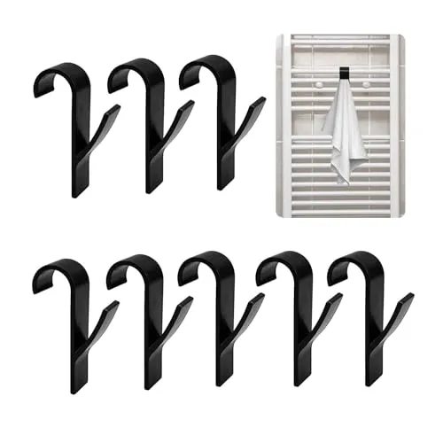 GEFIRE 8 Stück Haken für Handtuchheizkörper Schwarz Handtuchhalter Heizkörper für Badheizkörper Handtuchhalter Heizung ABS Haken Heizung Badheizkörper für alle Standard Heizkörper