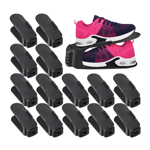 Relaxdays Schuhstapler 15er Set - Schuhablagen für bis Größe 39, rutschfeste Oberfläche für sicheren Halt und optimale Raumausnutzung im Schuhregal.