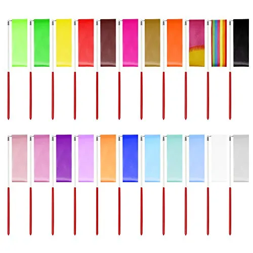 HONGXIN-SHOP Gymnastikband Tanzband Rhythmikband Wirbelband mit Stab Rhythmische Sportgymnastik Band Gymnastikbänder für Kinder Kunst Tänze 2 Meter 22 Stücke