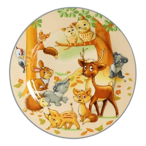 Ritzenhoff & Breker Waldtiere Teller 19 cm - Porzellan, Rustik mit farbigen Tiermustern, Dinnerplate, Teller