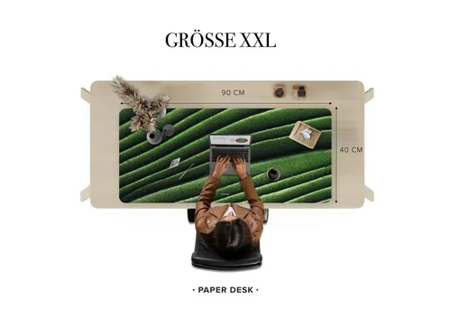 PAPER DESK Schreibtischunterlage XXL Mauspad Tischunterlage 90x40cm Desk Pad für Tastatur & Maus, (rutschfest & wasserabweisend, ultrasanfte Oberfläche – stilvolle Schreibtischmatte für Büro & Homeoffice)