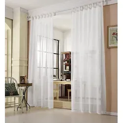 WOLTU 2er Set Gardinen transparent mit Schlaufen Leinen Optik - Schiebevorhänge aus 100% Polyester im zeitlosen Leinenlook, lichtdurchlässig und atmungsaktiv für eine warme Raumatmosphäre, ideal für Wohnzimmer, Schlafzimmer und mehr.