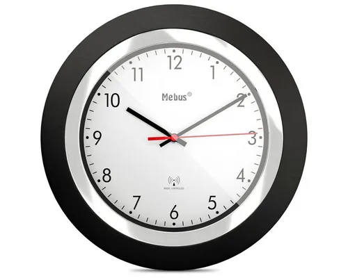 Mebus Wecker 19451 Funk-Wanduhr - Wohnaccessoires mit hochwertigem Funkuhrwerk für präzise Zeitangaben. Modernes Design mit gut lesbaren Ziffern und farbigem Sekundenzeiger – ideal für jedes Zuhause.
