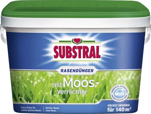 Substral Rasendünger plus Moosvernichter 5 kg - Dünger für gepflegte Rasenflächen, fördert das Wachstum und bekämpft Moos effektiv für einen dichten, grünen Rasen.