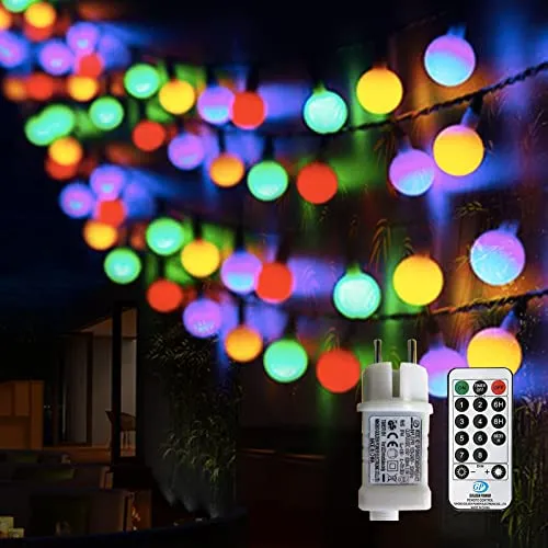 Useber Lichterkette Kugel, 8 Modi mit Fernbedienung,Lichterkette Außen/Innen mit Stecker, für Kinderzimmer,Garten,Party Deko,Balkon,Weihnachtsbeleuchtung LED