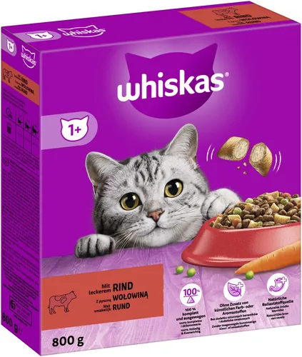 Whiskas Trockenfutter 1+ mit Rind 800 g