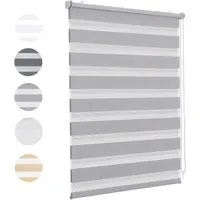 Sekey Doppelrollo Klemmfix ohne Bohren für Fenster Blickdicht 50x100cm Grau