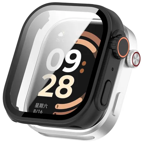 Schutzglas Hülle für Xiaomi Redmi Watch 6 im Ultra 3 Design Cover 9H Schwarz