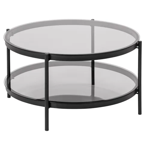 Mid.you Couchtisch, Schwarz, rund, 75 cm, Metall & Glas von Roller