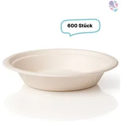 Salatboxen G3 aus Bagasse, 750 ml, 600 Stück - umweltfreundlich und robust - Praktische Salatboxen G3 mit 750 ml Fassungsvermögen, 600 Stück aus biologisch abbaubarer Bagasse. Ideal für Takeaway, fett- und feuchtigkeitsbeständig, mikrowellen- und kühlschranktauglich.