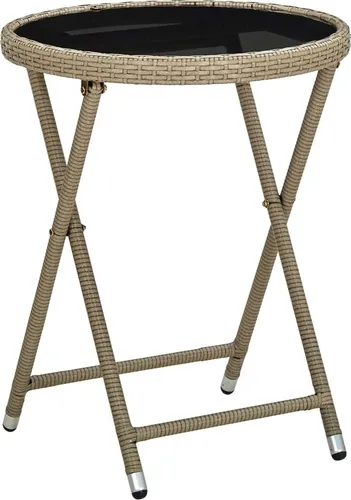 Beistelltisch Beige 60 cm – Stilvoller Gartentisch aus Poly Rattan