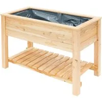 Westmann Holz Hochbeet Stelzenhochbeet 120x65x75 cm - Hochbeete aus FSC-zertifiziertem Lärchenholz mit integrierter Ablagefläche, ideal für Selbstversorger und platzsparend in jedem Garten.