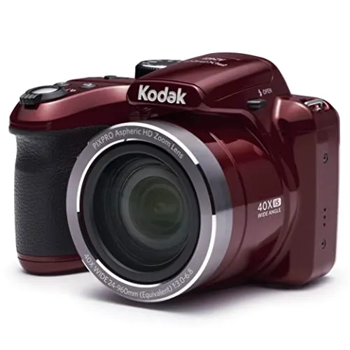 KODAK Pixpro AZ401 - Digitale Brückenkamera mit 16 MP, 40x Optischem Zoom und Full HD Video in Rot