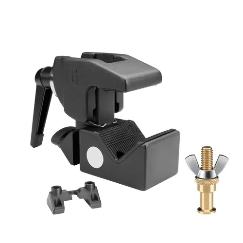 Adam Hall SUPER CLAMP MK2 SET 1 - TÜV-zertifizierte Universal-Halterung für Scheinwerfer, Kameras und Lautsprecher. Mit One-Click Auto-Lock für schnelle Montage und einer Belastbarkeit von bis zu 20 kg.