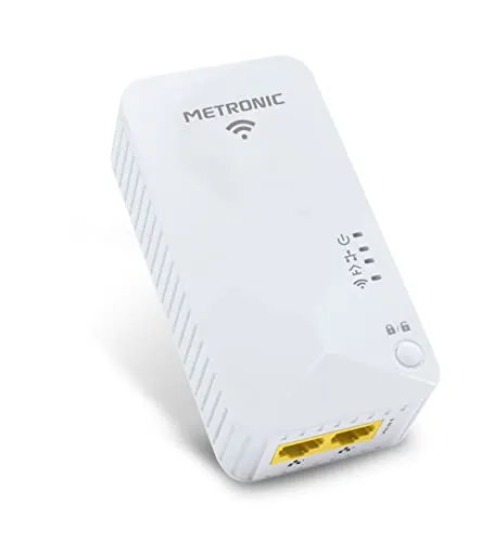 Metronic WiFi CPL Steckdose mit 2 Fast Ethernet Ports 100 MB/s weiß - 495468
