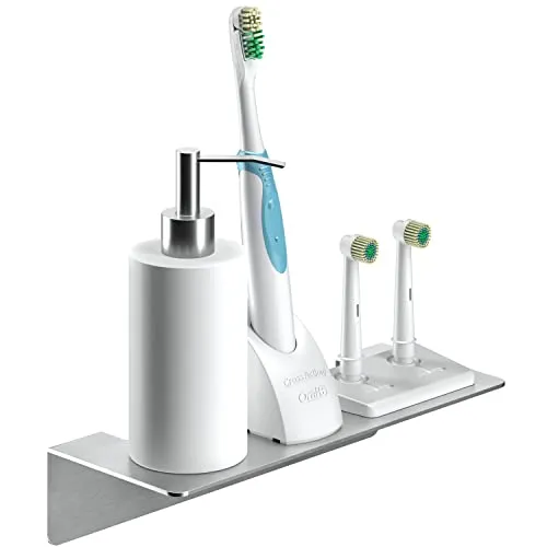 WEISSENSTEIN Badablage ohne Bohren aus Edelstahl - Badablage aus rostfreiem Edelstahl, schnell montiert mit selbstklebendem System, ideal für glatte Oberflächen im Bad, Schlafzimmer oder Büro.