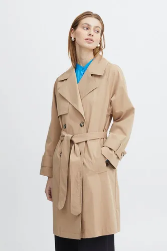 ICHI IHELOVA JA Damen Trenchcoat - Funktionsjacke aus hochwertigem Material, ideal für Business und Casual Looks, mit Gürtel und zwei Eingriffstaschen für praktischen Komfort.