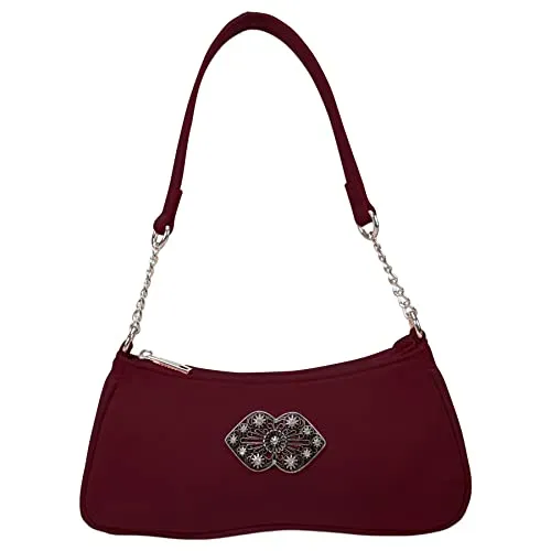 Alpenflüstern Trachtentasche Lissy - Damen Trachten Handtasche, Schultertasche fürs Dirndl, Tasche zur Tracht, Dirndltasche (dunkel-rot) DTA095