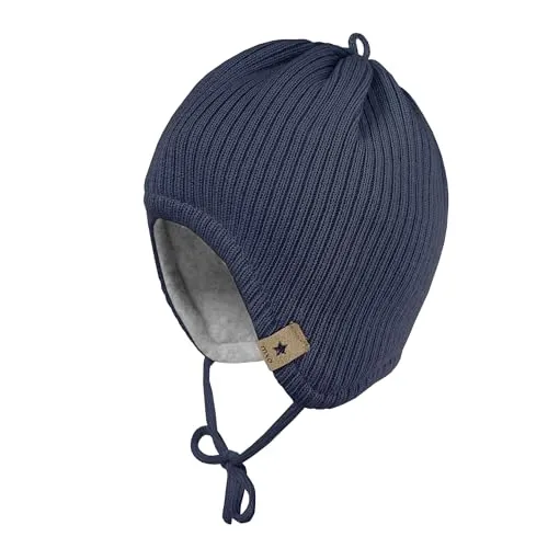 maximo GOTS Baby-Mütze, ausgenäht Rippe, Fleecefutter Made in Germany