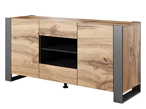 Mirjan24 Kommode Weelo mit 2 Türen und 2 Schubladen - Kommode aus hochwertiger laminierten Spanplatte, ideal für Diele und Flur. Mit grifflosen Fronten für ein modernes Design und praktischem Stauraum.