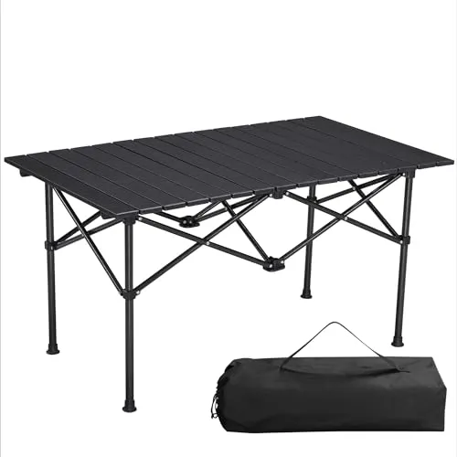 Navaris Faltbarer Campingtisch - Aluminium, Schwarz, 95 x 55 cm - Camping-Möbel: Robuster, leichtgewichtiger Klapptisch mit innovativem Design für erhöhte Stabilität. Ideal für Outdoor-Aktivitäten wie Camping, Picknick und BBQ.