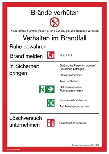 Aufkleber Brandschutzordnung Brandfall