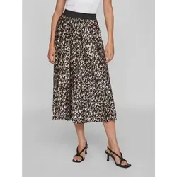 Vila VINITBAN Print Skirt - NOOS - Damen Plisseerock mit elastischem Bund und modischem Allover-Muster, ideal für vielseitige Outfits, endet stilvoll unterhalb des Knies (Midi).