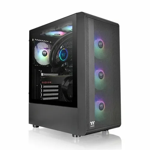 Thermaltake S200 TG Black - PC-Gehäuse mit Tempered Glass-Seitenteil, stilvolles Design für optimale Kühlung und Sichtbarkeit