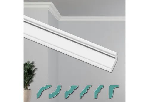 Hexim Deckenleiste ZG23, 2 Meter / 1 Leiste, Deckenleisten modern XPS Styropor weiß, 2 Meter Stuckleisten Styroporleisten Zierleisten Stuck Eckleisten