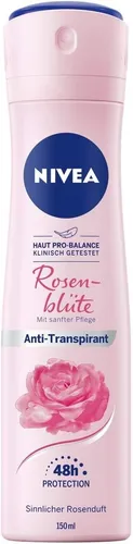 Nivea Rosenblüte Deo-Spray 48 Std, 150 ml - Damen Deo mit sinnlichem Rosenduft, 48 Stunden Schutz und ammoniakfrei. Ideal für alle Hauttypen und mit pflegender Aloe Vera.