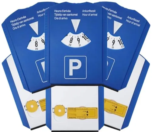 PROCAR Equipment 3X Parkscheibe Auto Deutsche Qualitäts Multifunktions (Parkscheibe mit Uhr, Eiskratzer, Einkaufschip, Reifenprofilmessung und Fensterwischer (3 Stück)