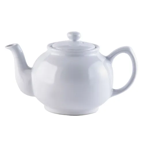 PRICE & KENSINGTON Teekanne 1,1 Liter - Klassisch Weiß für 6 Tassen - Teekocher aus glasiertem Steingut, ideal für Teeliebhaber, die stilvoll bis zu 6 Tassen servieren möchten.