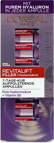 L'Oréal Paris Revitalift Filler Hyaluron-Shots - Intensive Feuchtigkeit für pralle Haut in nur 7 Tagen. 7 Einzeldosen mit hochkonzentrierter Formel für sichtbar glattere Haut und optimale Make-up-Basis.