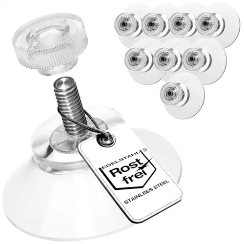 com-four® 8X Saugnäpfe mit M4-Gewinde - Ø 30 mm - Extra starker Halt auf glatten Oberflächen - Premium Saugnapf mit transparenter Rändelmutter - Einfache Montage ohne Bohren