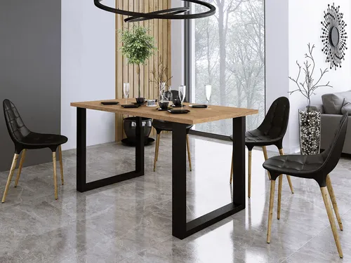 MIRJAN24 Esstisch Imperial 138x67 – Loft Stil, Eiche Lancelot/Schwarz - Stylischer Esstisch im Loft Stil mit robustem Metallgestell und Laminatplatte. Ideal für gemütliche Esszimmeratmosphäre. Maße: 138x67 cm, Höhe 75 cm. Lieferung bis zur ersten Tür, einfache Montage.